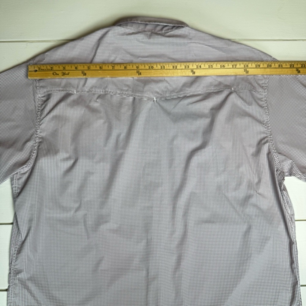 PONCHO Mens Maroon Micro-Check Pearl Snap Short Sleeve Shirt Maroon Microcheck - Picture 9 of 11